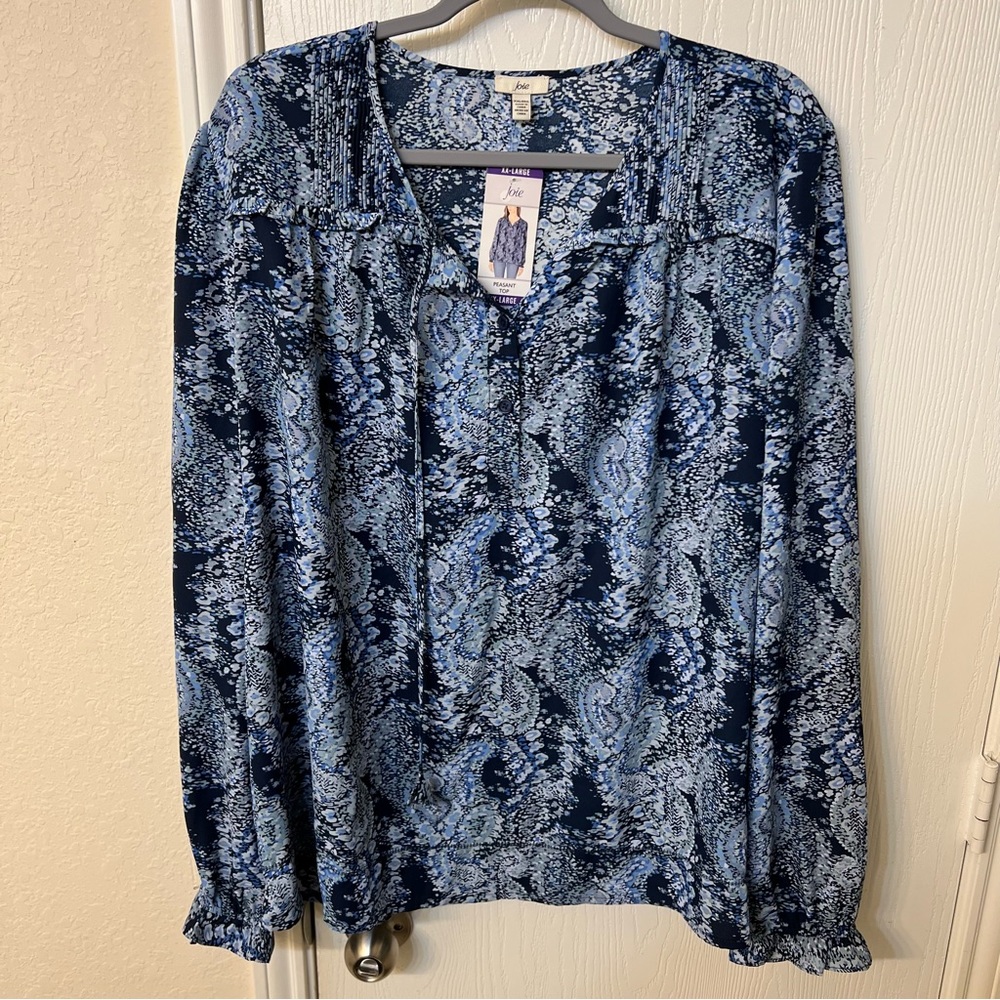 Joie Peasant Paisley Parisian Long Sleeve Blouse Top, Women's XXL